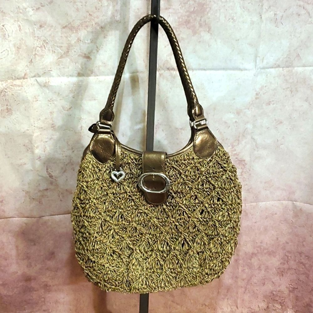 ‎BRIGHTON Raven Straw Bag Bronze Leather